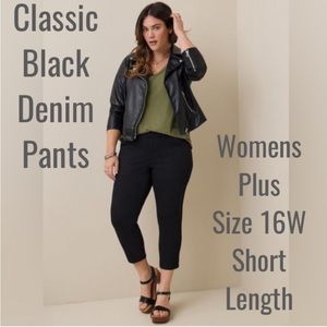 Black Jeans Womens Plus Size 16 W Petite Short Length Black Pants Riveted by Lee
